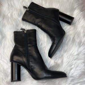 Zara Black leather heeled ankle boots